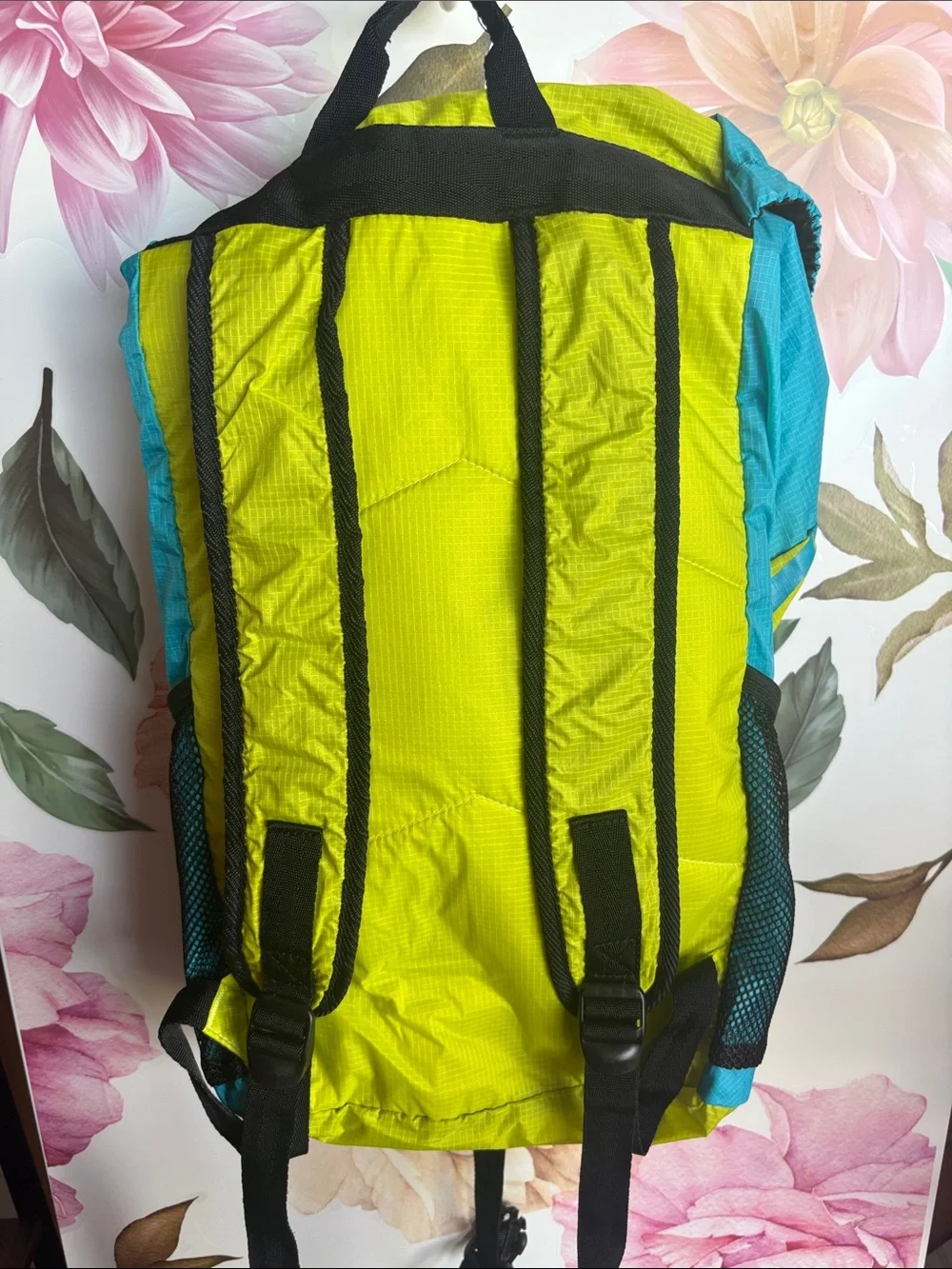 Adventuridge Lime Green & Teal Lightweight Foldable Backpack